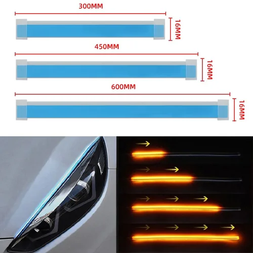 Imagen 2 del producto Tira de luces led de circulación diurna para coche, tubo suave y Flexible, resistente al agua, 30cm, 45cm, 60cm, 1 unidad