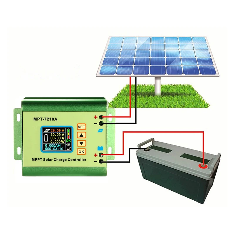 MPPT Solar Charge Controller MPT-7210 Lithium Battery Boost 0-10A LCD Solar Controller Solar Panel For 24/36/48V/60V/72V Battery