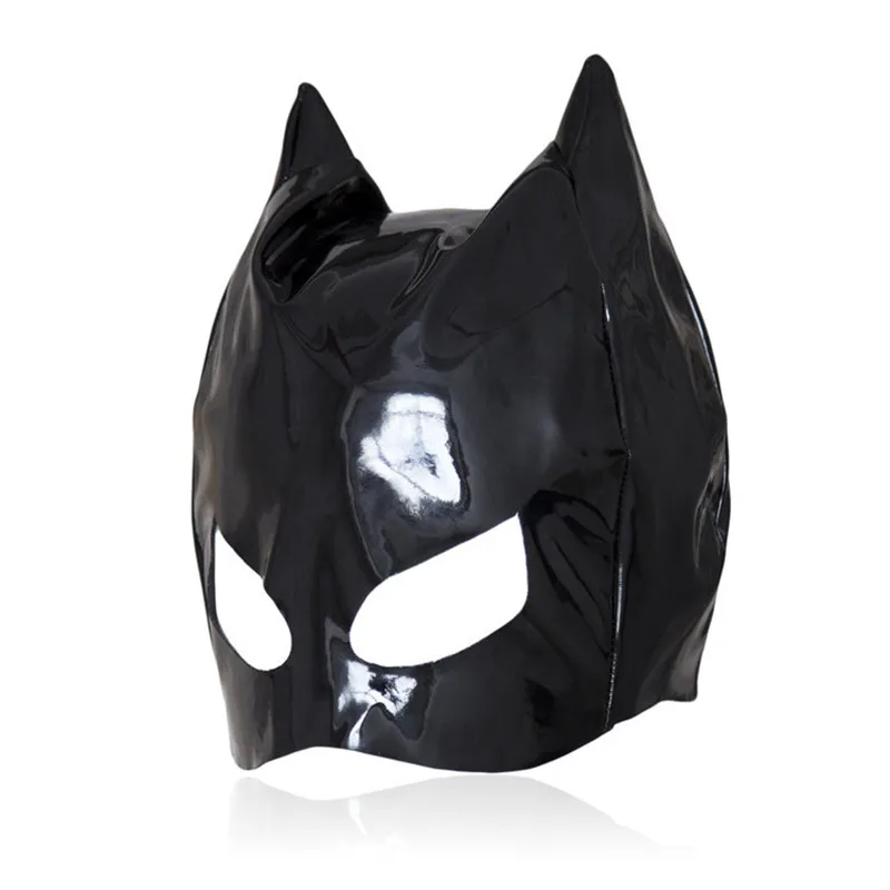 Sexy Catwomen PVC Leather Half Face Hood Adult Cosplay Games Head Bondage Fetish Slave Mask with Ear BDSM Sex Toys for Women