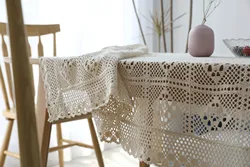 Crochet Hook DecorationTable Cloth High Quality Pure Cute White Table Cove Housse Mantel De Lujo