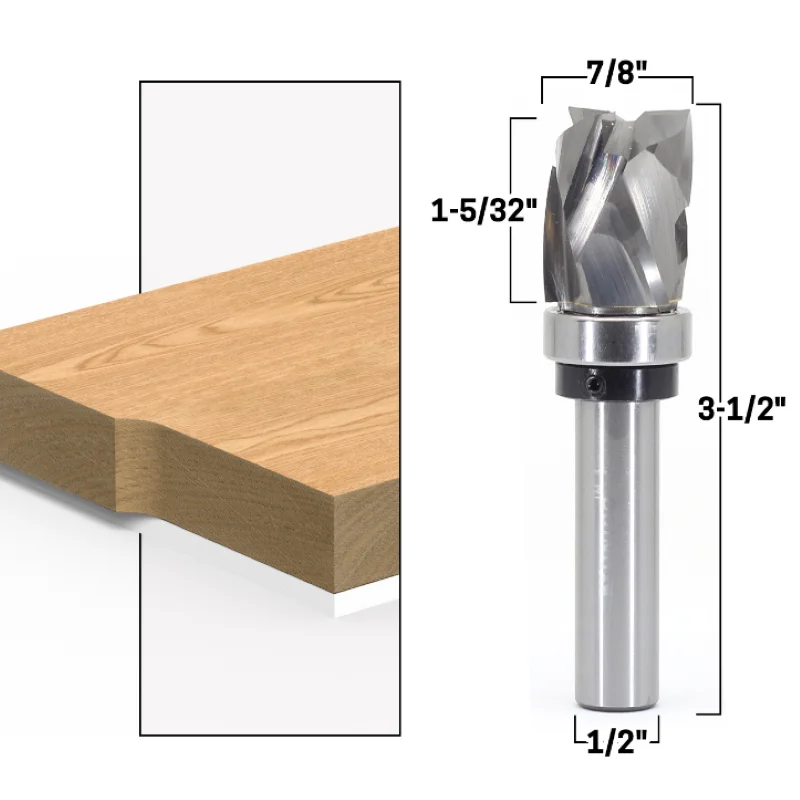 Top Bearing Ultra-Perfomance Compression Flush Trim Solid Carbide CNC Router Bit - 1/4\