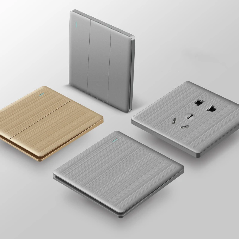 86mm Ultra cienki przełącznik serii 1/2/3/4 gang 1/2 sposób PC panel szarego rysunku płaski panel ukryty wbudowany zestaw przełącznik do montażu ściennego