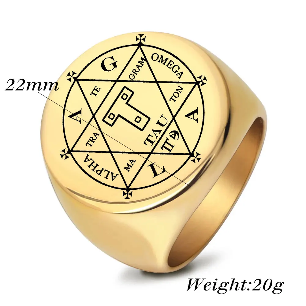 Solomon Amulet Signet Ring Engrave The Wheel Of Fortune AGLA Ring Stainless Steel Simple Signet Men Rings Jewelry Gift