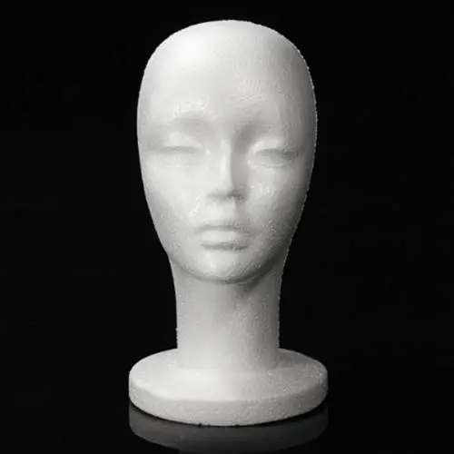 Female Styrofoam Mannequin Wig Glasses Hat Display Stand Popular Foam Head Model Storage Holders White 1PC