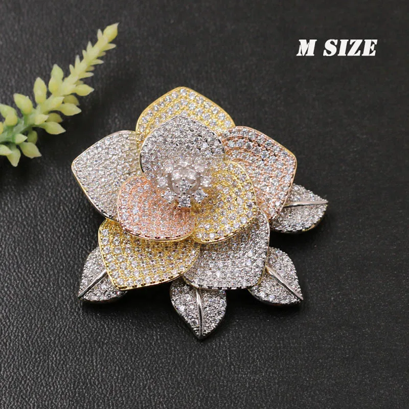 Vanifin Fashion Jewelry  Super Luxury Elegant Design Flower Brooch Pendant for Engagement Wedding Micro Paved Popular Gifts