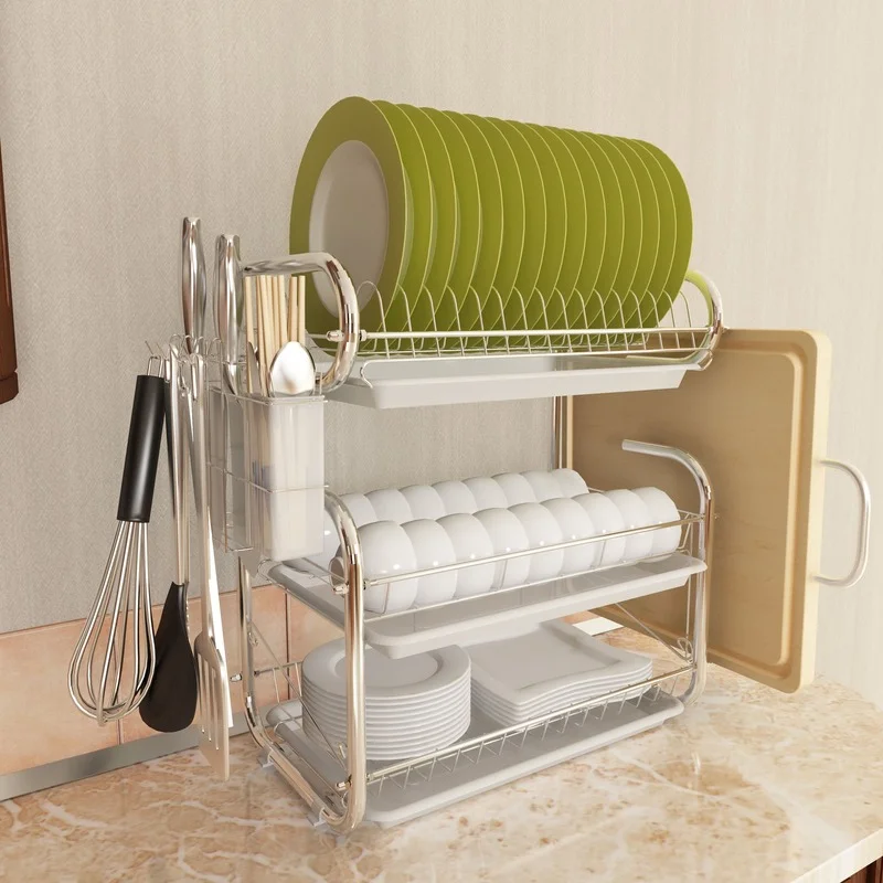 best selling 2019 products 3-Tier Dish Drying Rack Kitchen Collection Shelf Drainer Organizer kitchen accessories dropshipping