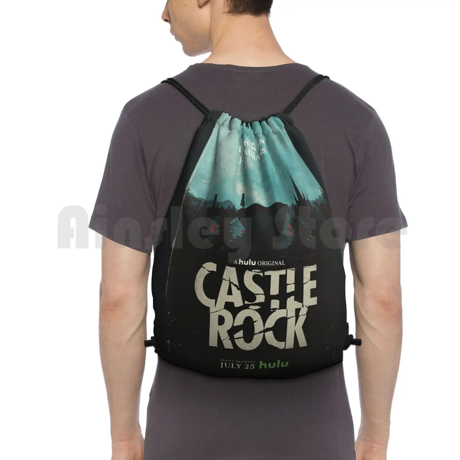 Castle Rock Backpack Drawstring Bags Gym Bag Waterproof Rolling Music Stones 70s 60s Beatle Classic 1970s 80s Band Sees