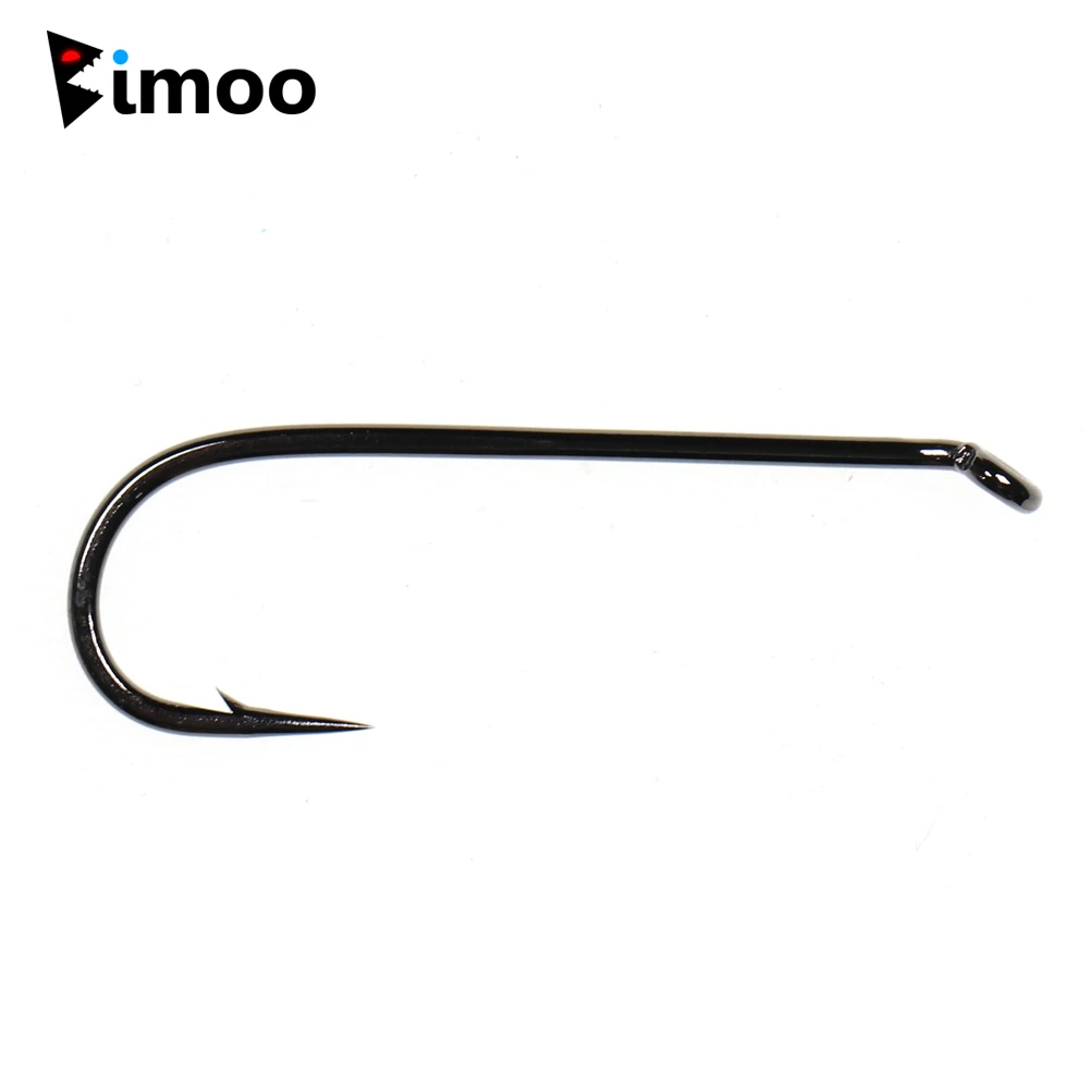 Bimoo 30pcs Fly Tying Streamer Nymph 4XL Hooks with Down Eye 4X Length Muddlers Zonkers Fly Fishing Barbed Hook Black Nickel