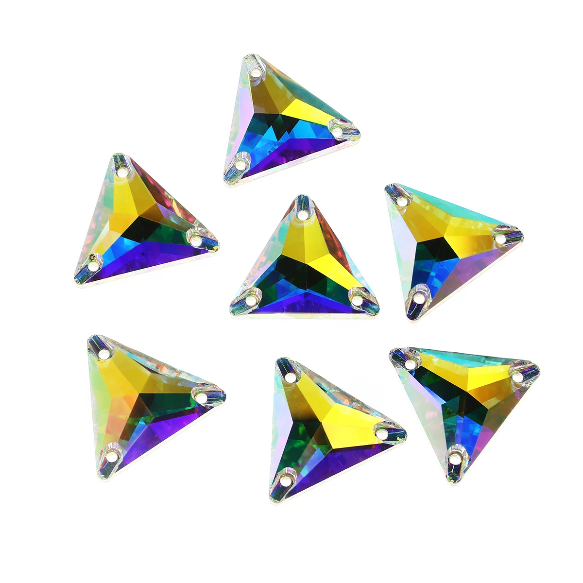 Triangle Sew On Stones and Crystals AB Colors K5 Glass Flatback Rhinestones Sewing Diamond for Clothes Garment Wedding Dress