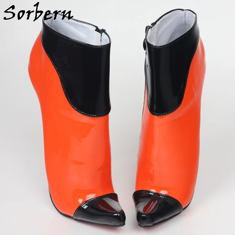 Sorbern 7 بوصة معدنية الباليه عالية الكعب حذاء من الجلد صنم الكعوب الجانب سستة الخناجر أشار تو القوطي الأحذية الإناث النساء مخصص