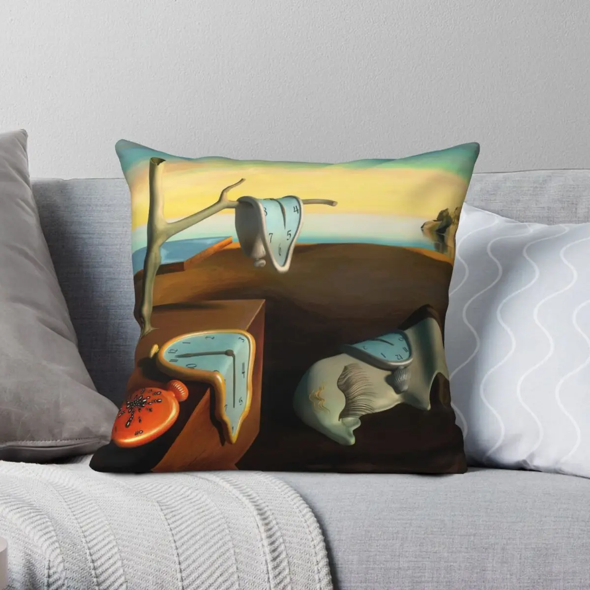 Persistence Of Memory Pillowcase Polyester Linen Velvet Pattern Zip Decor Throw Pillow Case Home Cushion Cover 45x45