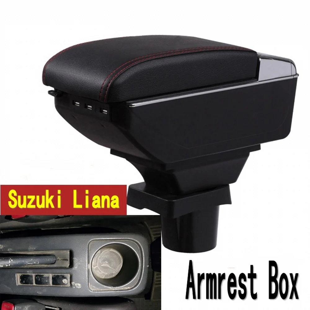 Dla Suzuki Liana podłokietnik ze schowkiem części do modernizacji podłokietnik samochodowy środkowy futerał do przechowywania akcesoria wnętrze specjalne z USB