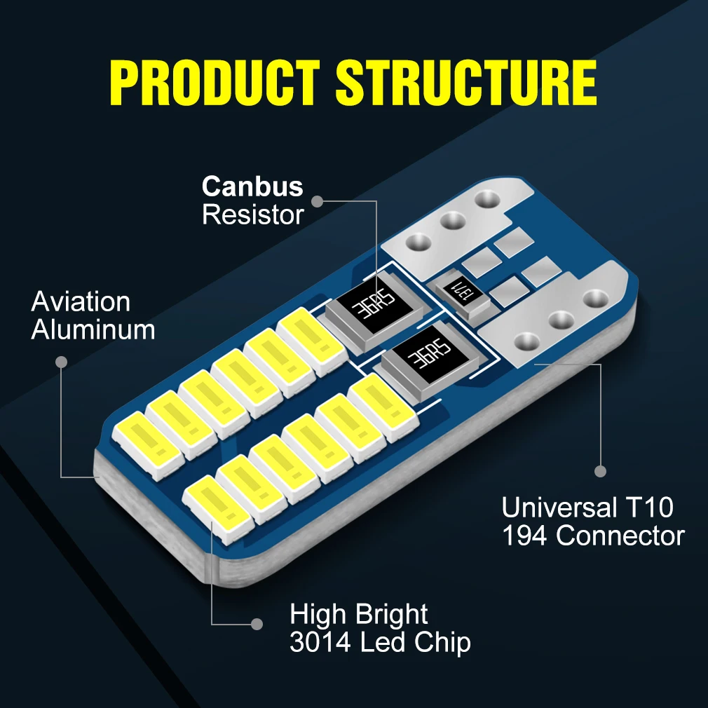 자동 Canbus T10 LED W5W BA9S T4W C5W LED 전구, 차량 인테리어 지도 돔 트렁크 조명 자동차 조명 C10W 램프 31mm 36mm 39mm 41mm