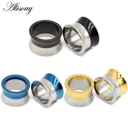 Alisouy 2PCS Punk Ear Plug Stainless Steel Screw Ear Gauges Double Flared Ear Flesh Tunnel Expanders Women Men Piercing Jewelry