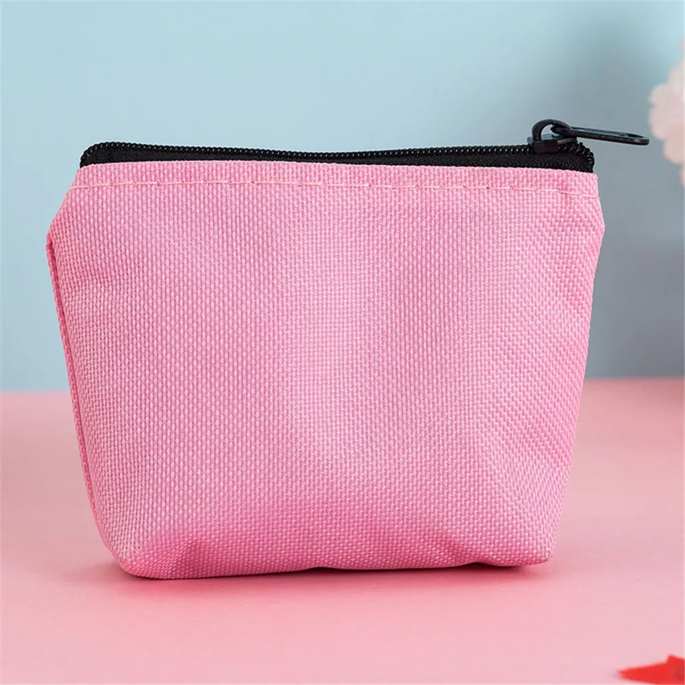 Casing dompet koin kanvas warna polos, dompet pendek ritsleting kapasitas besar sederhana, casing kunci portabel Universal pria dan wanita