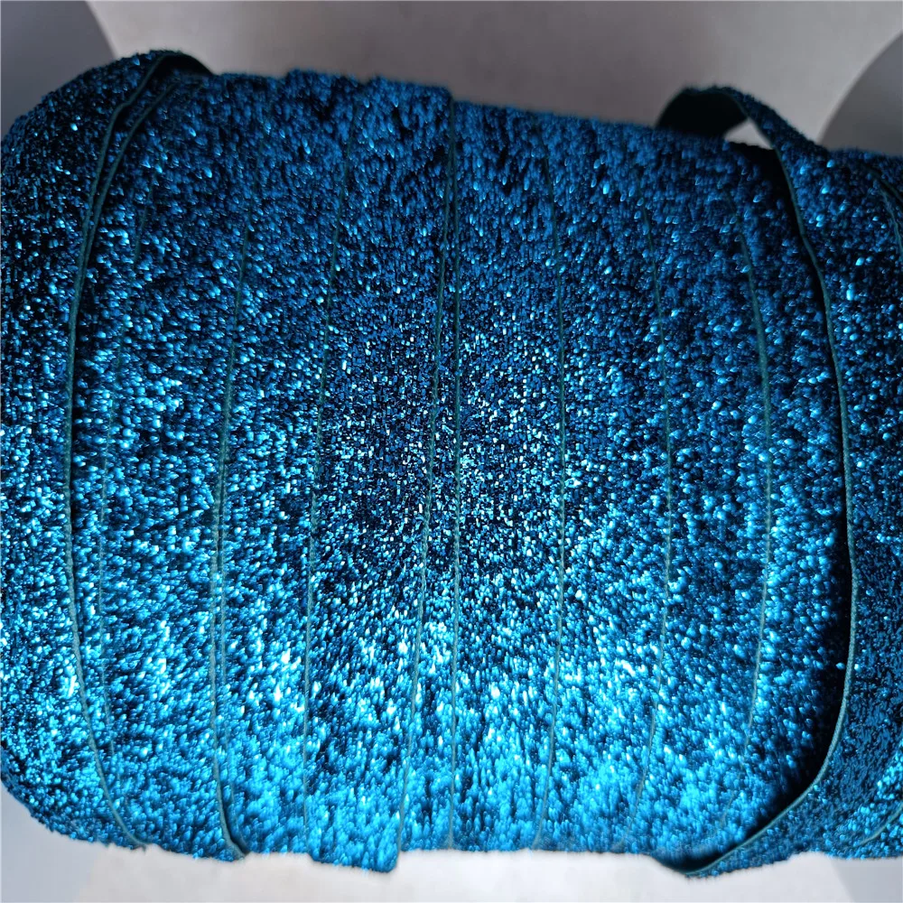 5Yards 15MM D Blue Single Face Glitter Velvet Ribbon For Handmade Gift Bouquet Wrapping Decoration Christmas Velvet  Strip