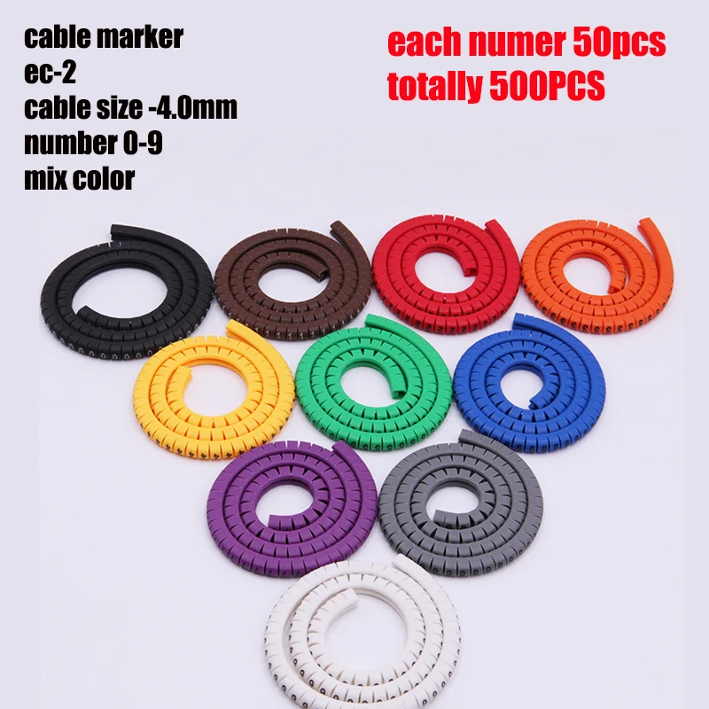 Cable marking label ec-0 cable marking number 0 to 9 cable size 1.5-6.0 SQMM mixed color PVC cable marking insulation marking