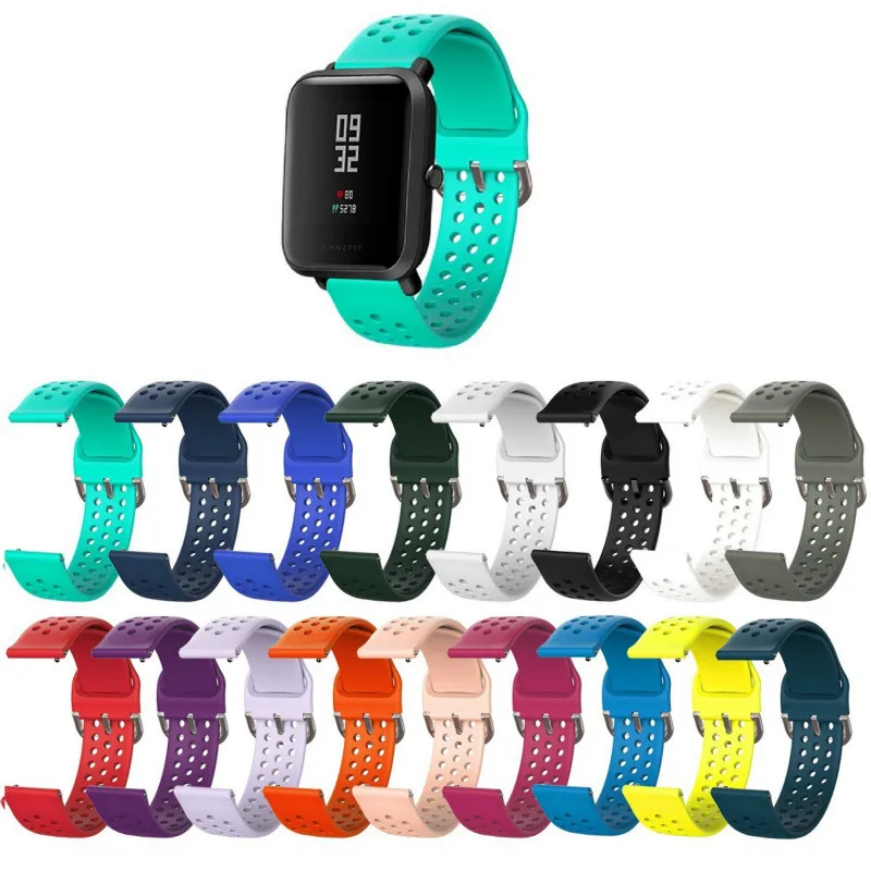 

20mm Silicone Strap Watch Replacement Bracelet Accessories Breathable Sports Strap for Xiaomi Huami Amazfit Bip Youth Mi Band 1s