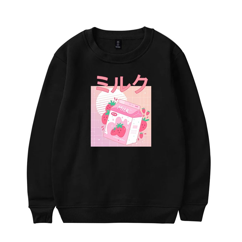 New Fashion Japan Kawaii Strawberry Milk Box Hoodie Pullover Men Women Capless Sweatshirts Tops Long Sleeve Boy Girl Hoodies 4XL