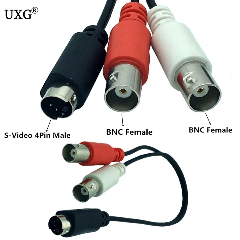 S-Video Y Adapter 4Pin S-VHS Male to Two BNC Female Connectors 0.25m 150cm 5ft