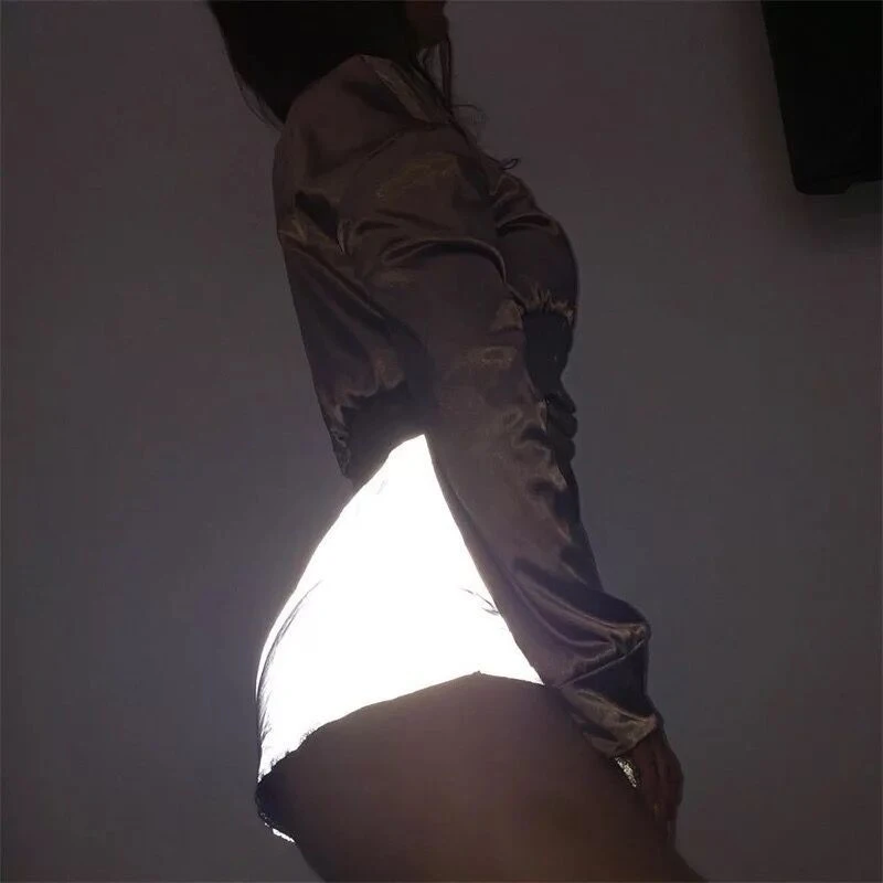 Solid Color Low waist Elastic Waist Sexy Shorts Women Hip Hop Shiny Short Pants Night Light Reflective Shorts  Casual Shorts