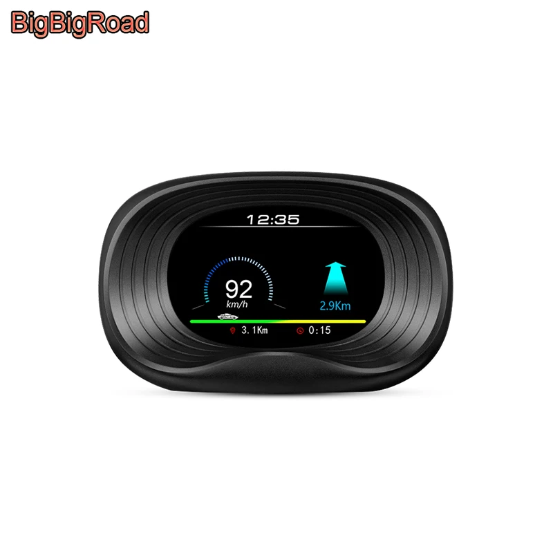 

BigBigRoad 3 inch Display Overspeed Warning Alarm System Car HUD OBD 2 II security GPS Head Up Display + GPS Navigation