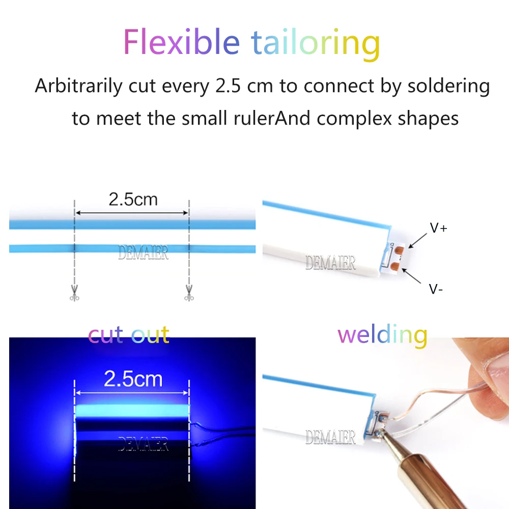 Neon licht 12V LED Flexible car Diode tape SMD 2835 120LEDs/M  IP67Waterproof DIY soft light bar Dekoration Streifen strip light