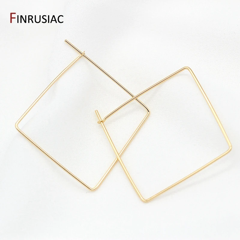 Handmade DIY Beading Earrings Supplies 40mm Square Shape Beading Charm Material 14K Gold Plated Jewellery Making Accessories