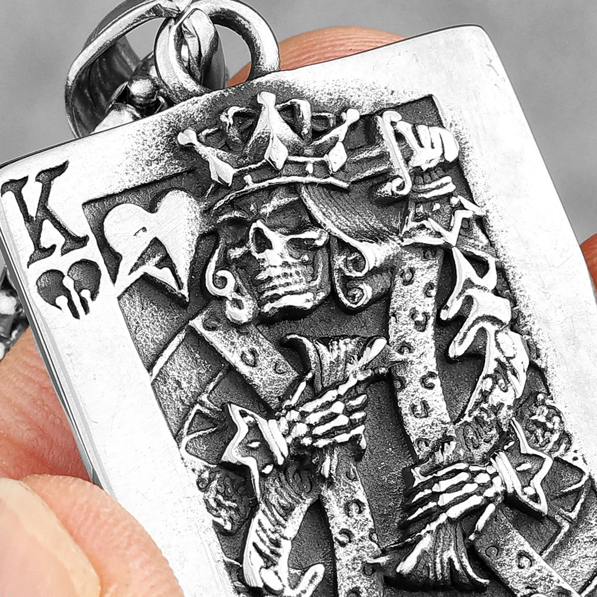Spade King Skull Poker Stainless Steel Men Necklaces Pendants Chain Punk for Boyfriend Male Jewelry Creativity Gift Wholesale