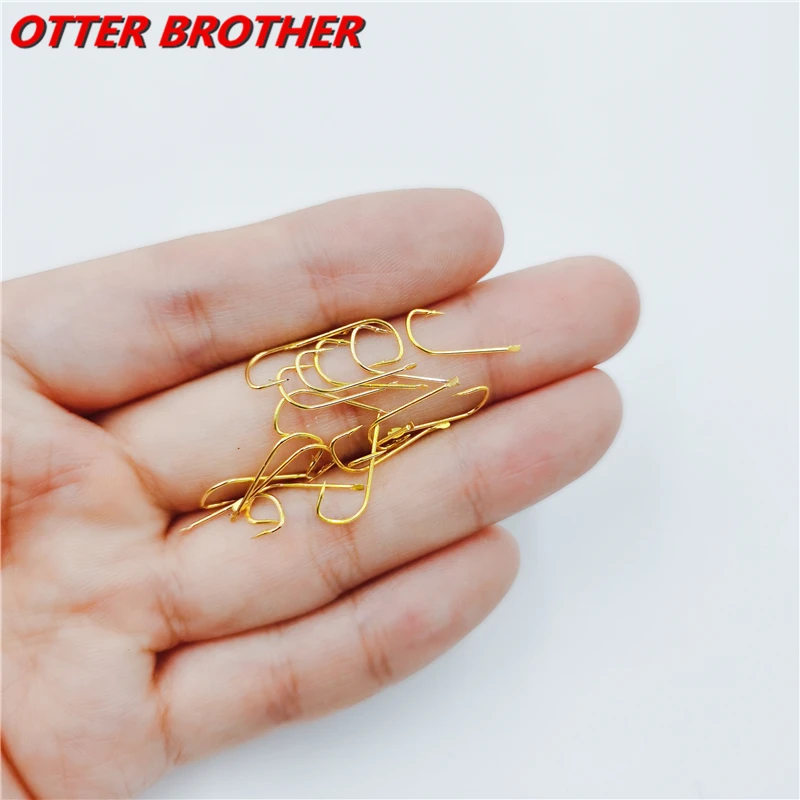 100pcs/lot  Barbed Carp Fishing Hooks 1#-8# Series High Carbon Steel Gold Red Fishhook Holder Fishing Bait In Fly Worm Set Pesca