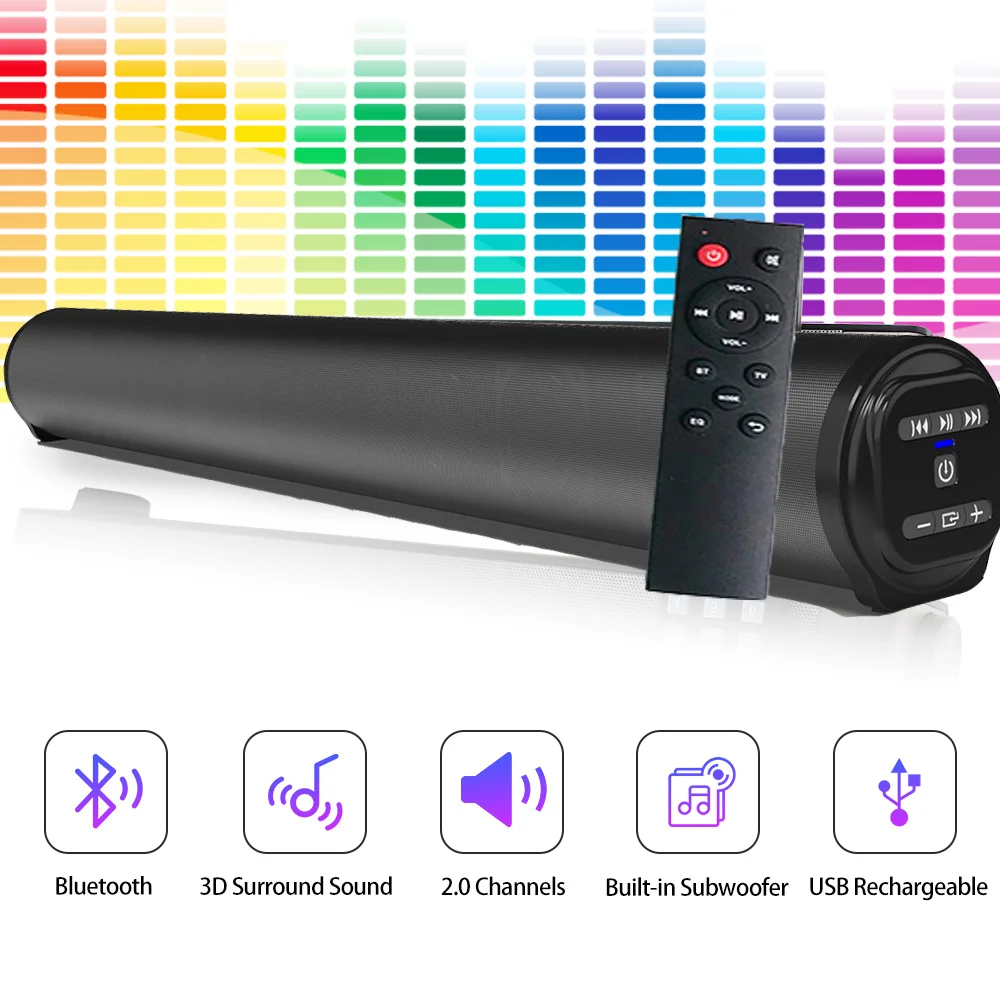 20W TV Sound Bar Wired and Wireless Bluetooth-compatible Home Surround SoundBar for PC Theater TV Speaker