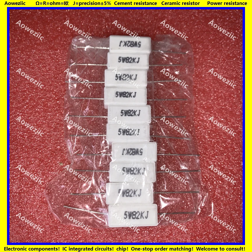 10 Chiếc RX27 Ngang Xi Măng Chịu 5W 82K Ohm 82K R 82K RJ 5W82KJ 82000R Gốm khả Năng Chịu Độ Chính Xác 5% Công Suất Kháng