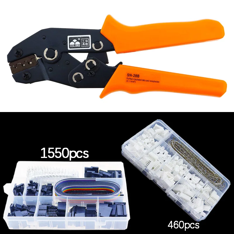 

SN-28B Crimping pliers tool set-1550pcs 2.54mm Dupont connectors and crimp pins，460pcs,760pcs 2.54 mm JST-XH JST connector kit