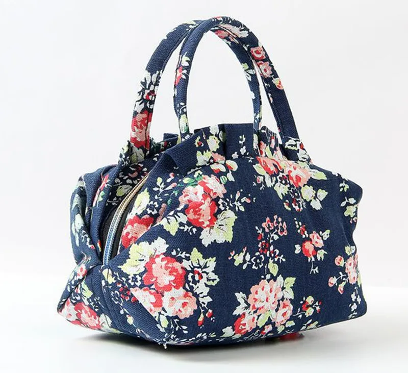 Bolso de mano de lona con estampado Floral para mujer, bolsa de mano pequeña y bonita, de uso diario, para compras