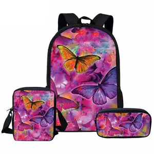 3 шт./комплект, школьные рюкзаки для девочек, с бабочками