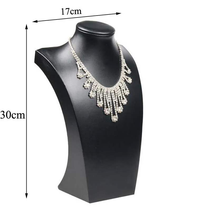 New Black PU Leather Mannequin Bust Necklace Rack Jewelry Packaging Display Holder Pendant Stand Jewellery Shop Window Wholesale