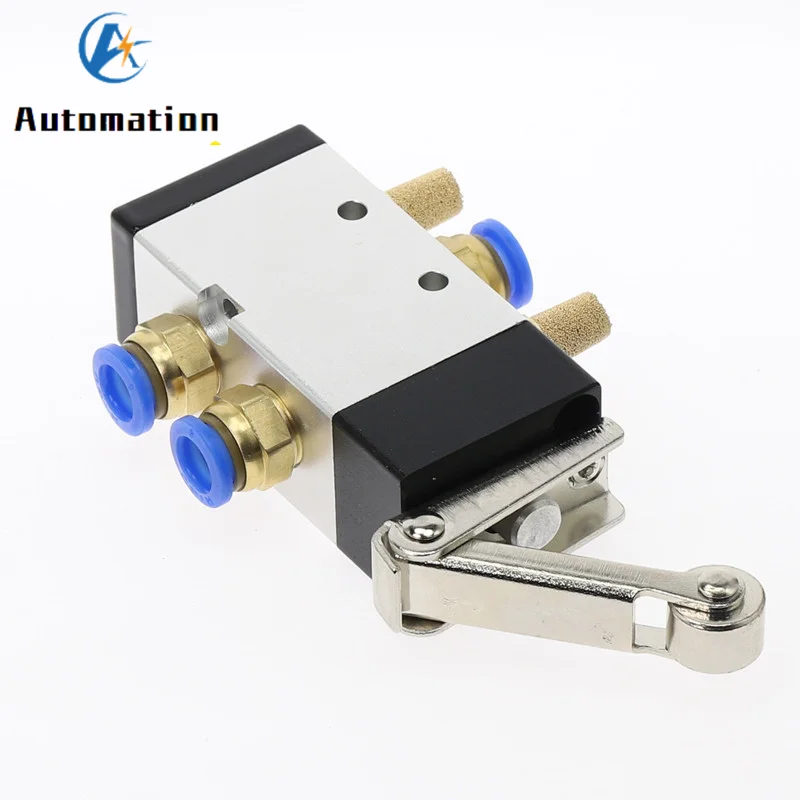 MV-09 Roller Lever 2 Position 5 Way Scroll Wheel Mechanical Valve MV522R Air Inlet Outlet 1/4\