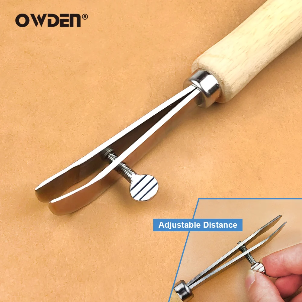 OWDEN Adjustable Stainless Edge Scriber Creaser for Leather  ( Maximum Width 17mm ) DIY Handmade Sidelines Leather Creaser