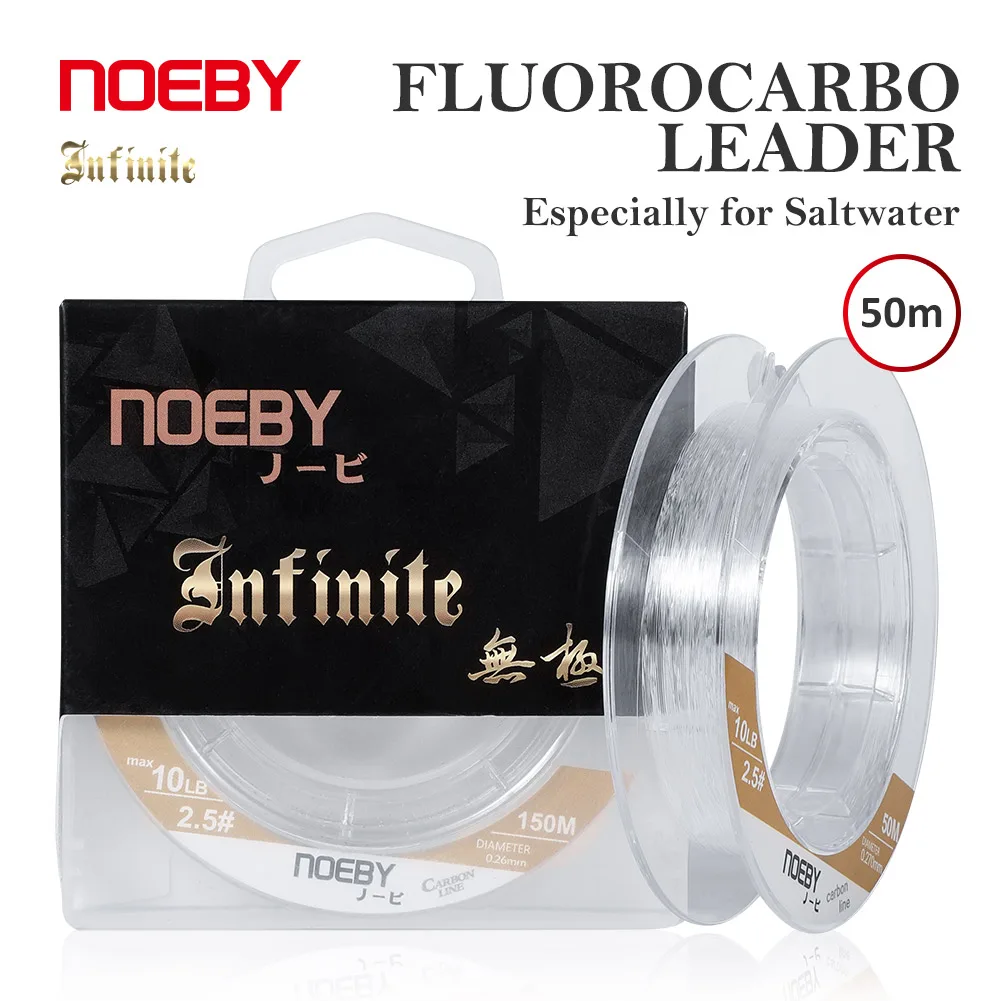 NOEBY Shock Leader 50m 6-65lb Carbon Fiber Fluorocarbon Fishing Line Monofilament Line 100% Lead for Saltwater Fishing Line