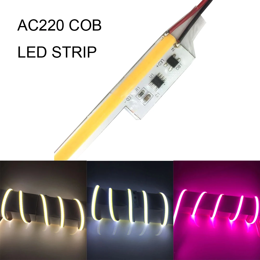 AC220V driverless Cob Led Strip flexible ZZEL 12Watt/Meter 288Led/Meter White/Warm whit/Spectrum Color For Growing Ligh