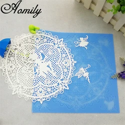 Aomily Angel Lacework Lace Cake Mold Cake Decoration Pastry Chocolate Candy Jelly Cake Mould Silicone Mold  Bakery Accessories