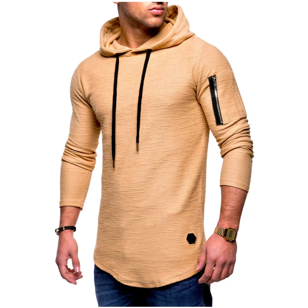 New Spring Men\'s Hooded T Shirt Slim Fit Cotton Long Sleeve Casual Zipper T-shirts Tops and Tees Hoodies Tshirt for Men  MY174