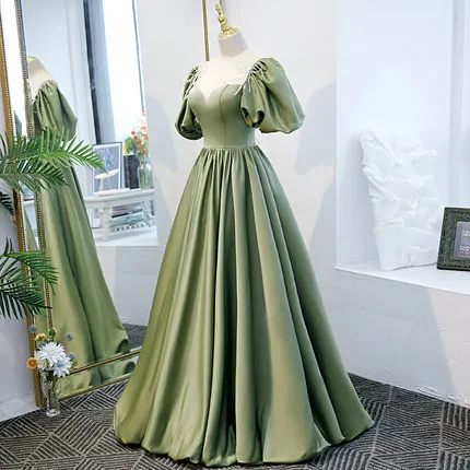 luxury grass green bubble sleeve beading rococo ball gown embroidery Renaissance Gown queen Victorian/Marie Antoinette Belle