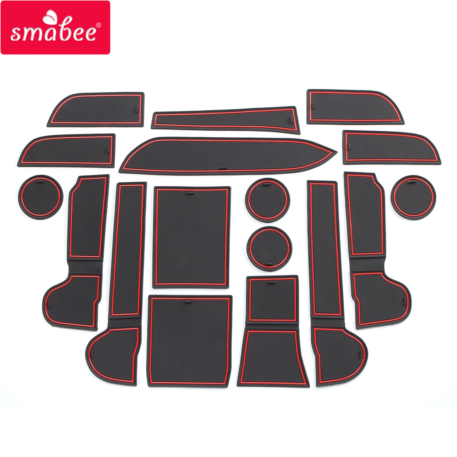 Smabee Anti-Slip Gate Slot Cup Mat for Subaru Outback 2020 - 2023 Interior Rubber 17pcs Armrest Box Door Groove Pad Accessories