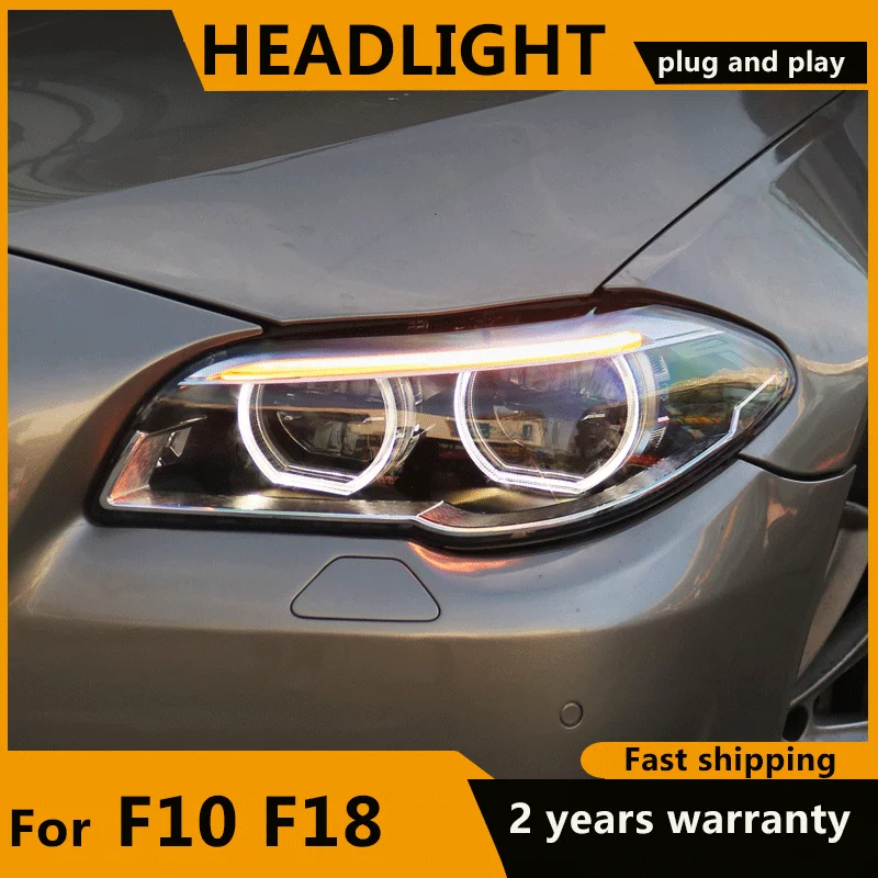 LED Head Lamp for BMW F10 F18 Headlights 2010-2017 520i 525i 530i 535i 540i F11 All LED Angel eye Headlight DRL Auto Accessories