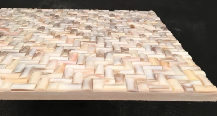 Natural White Herringbone Seashell Mosaic Kitchen Backsplash Mother of Pearl Wall Tile MOPSL066