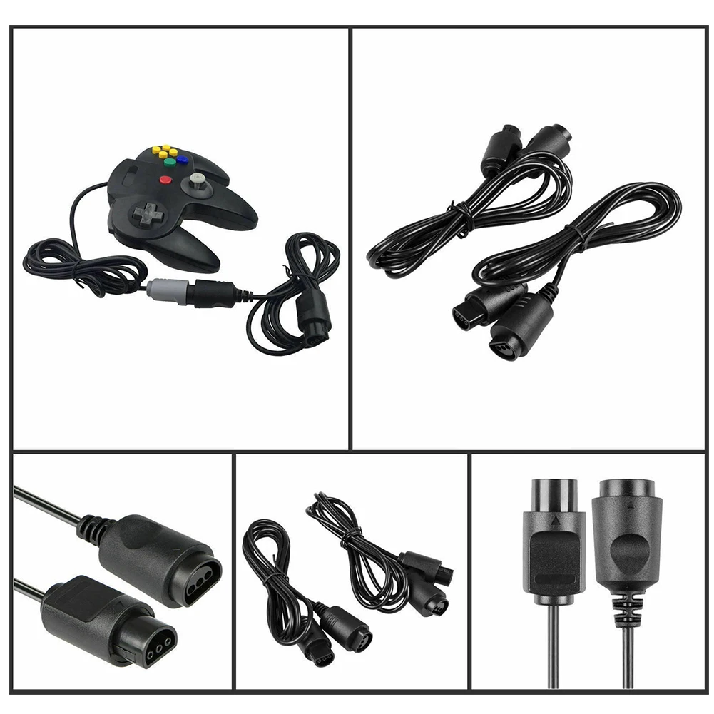 Controlador de datos de consola de juegos, adaptador portátil, Cable de extensión de línea Plug And Play de carga alargada para N64, 2 uds.