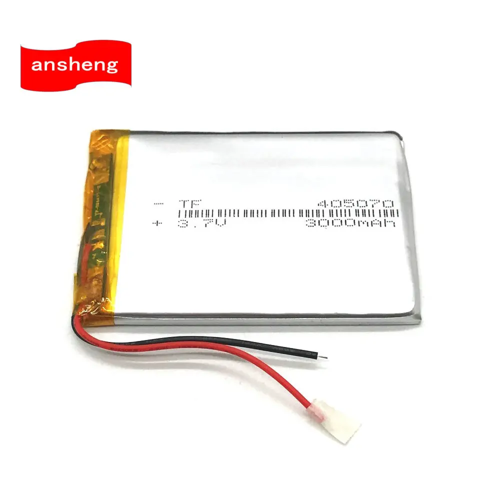 High Quality 3.7V 3000 mAh 405070 Polymer LiPo Li Battery For GPS E-Book PAD MID Music Player Driving Recorder