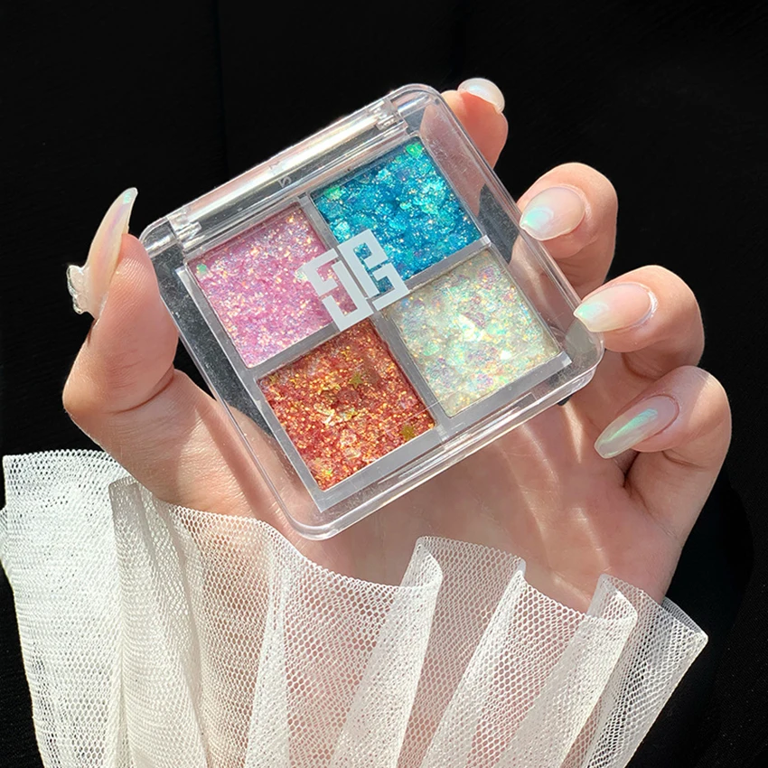 Sombra de ojos de 4 colores, pigmento para uñas, brillo, maquillaje de alta pigmentación, sombra de ojos en polvo, cosméticos, regalos