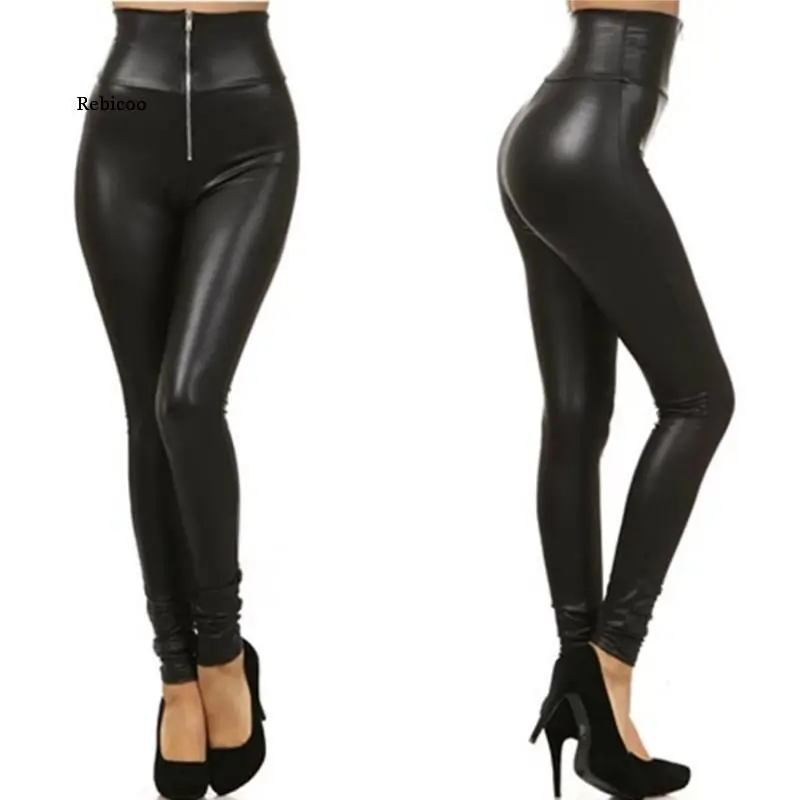 

Women's Black Leather Pu Leggings Women High Waist Black Leggings Pu Leather Pants Fashion Leather Pants Clothing